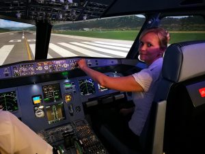 Bereit zum Start im A320 Flugsimulator.